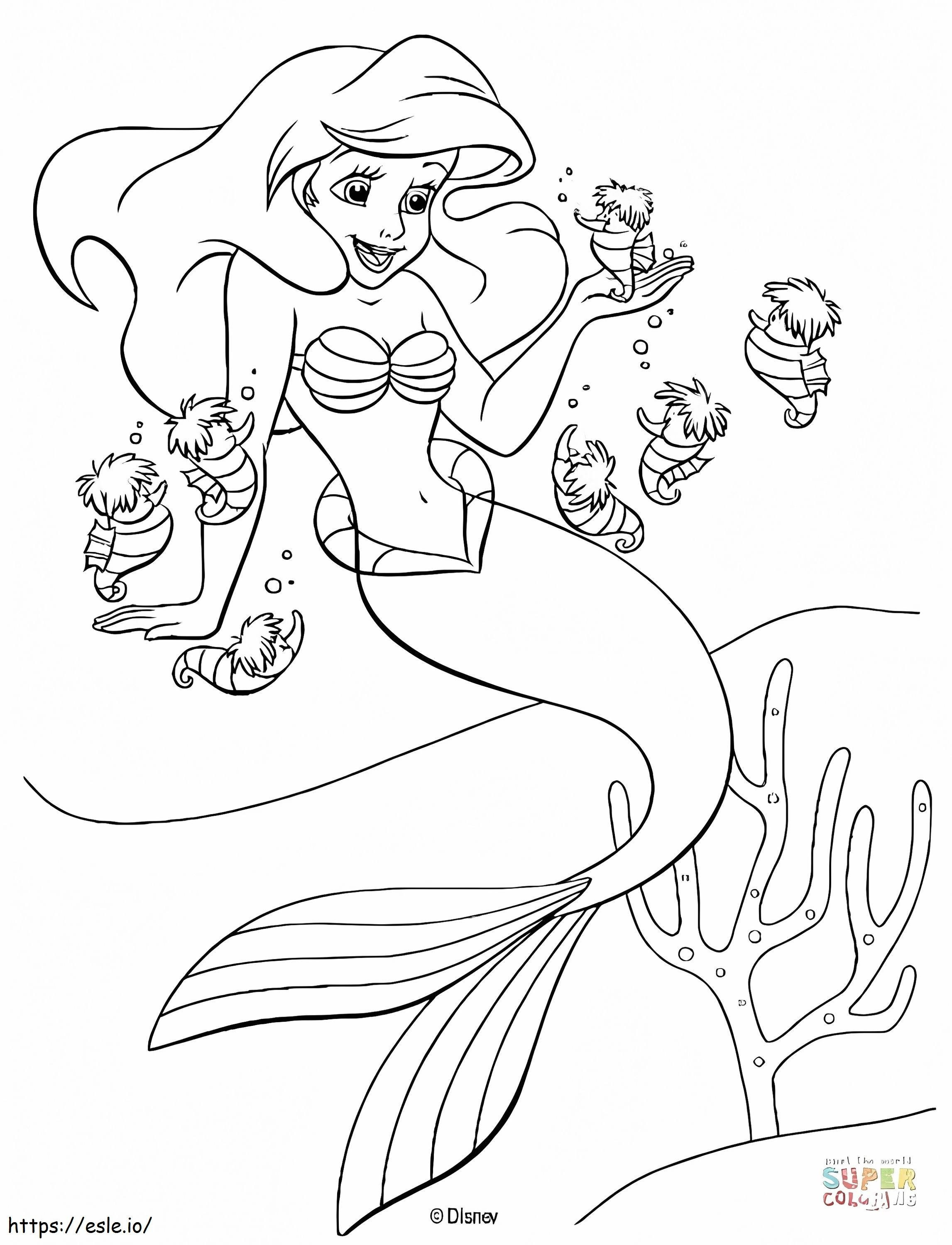 1528250567_Ariel And Seahorses coloring page