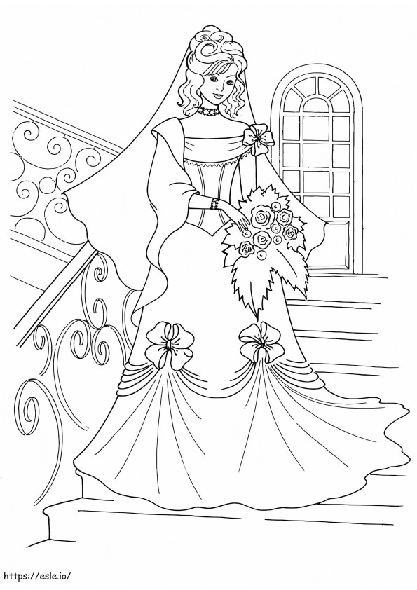 Prinzessin in einem Hochzeitskleid ausmalbilder