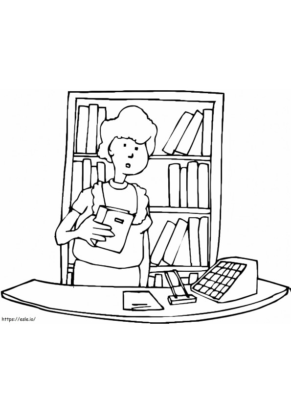 Librarian At Work coloring page