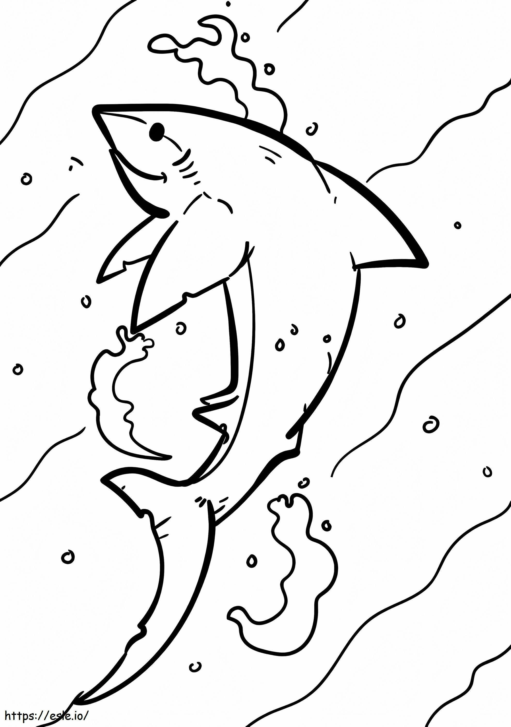 Printable Happy Shark coloring page