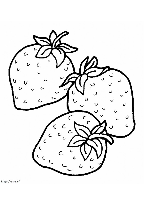 Coloriage Trois fraises à imprimer dessin