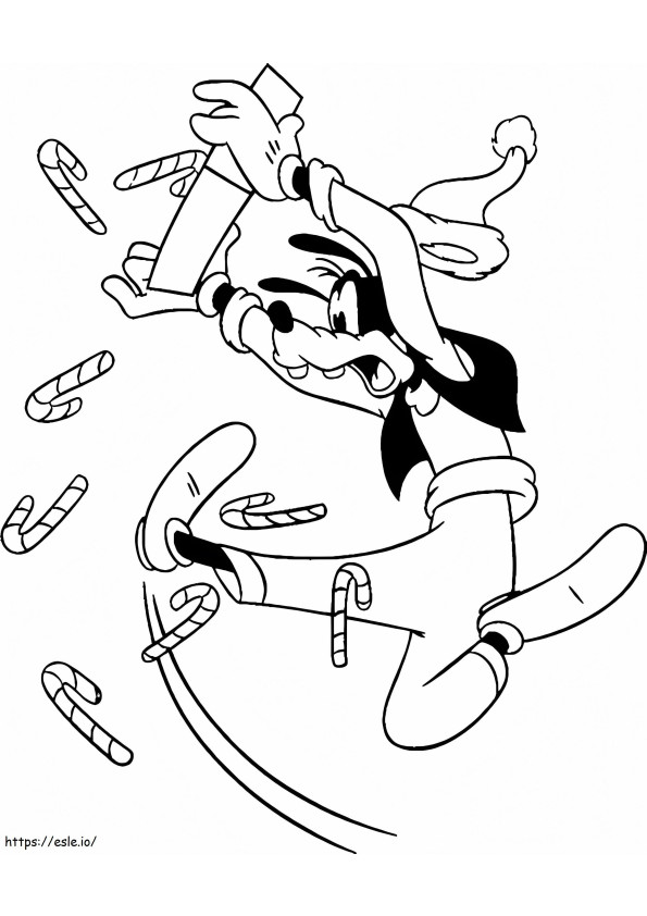 Goofy Dropping Candy Canes coloring page