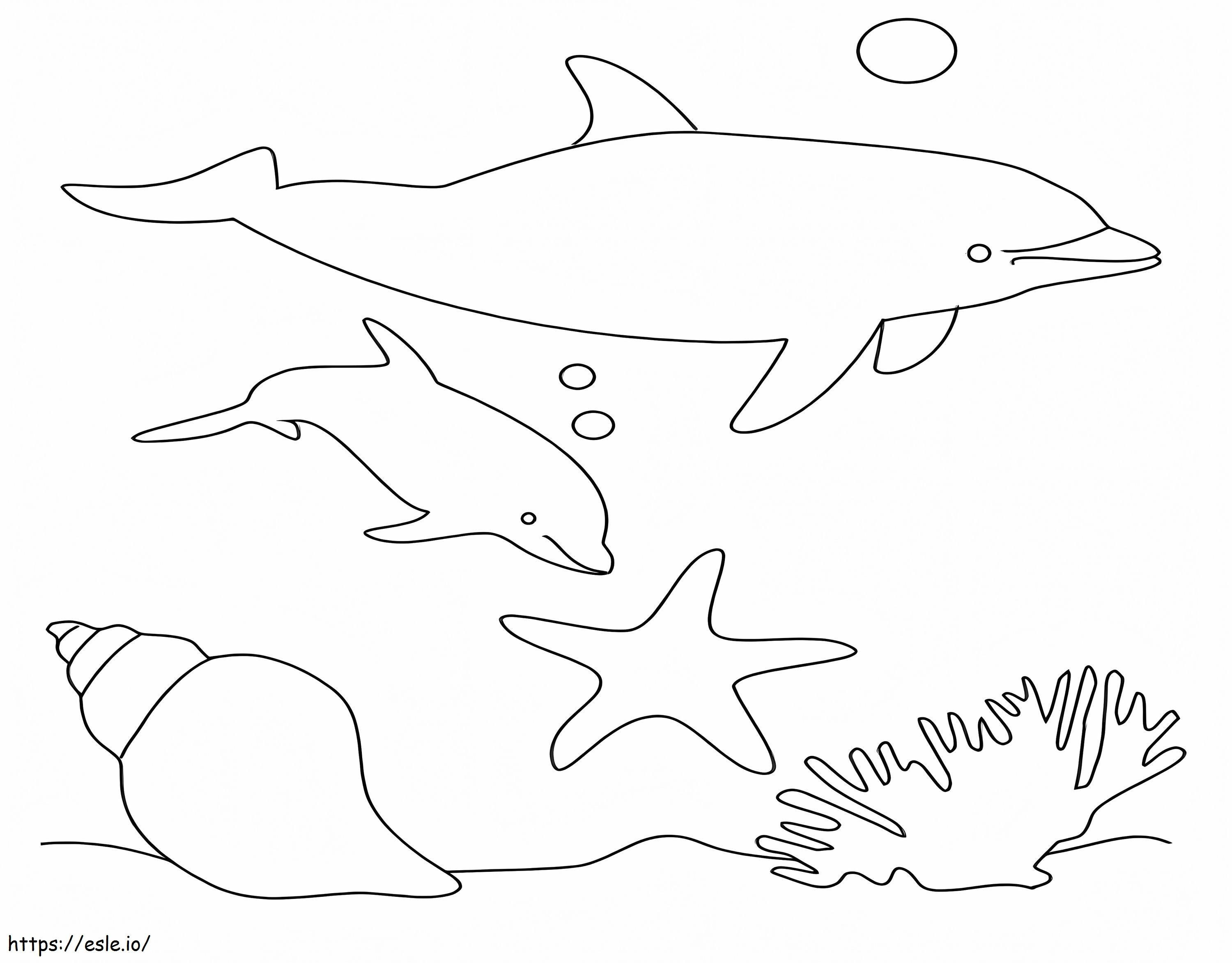 シンプルなイルカ ぬりえ - 塗り絵