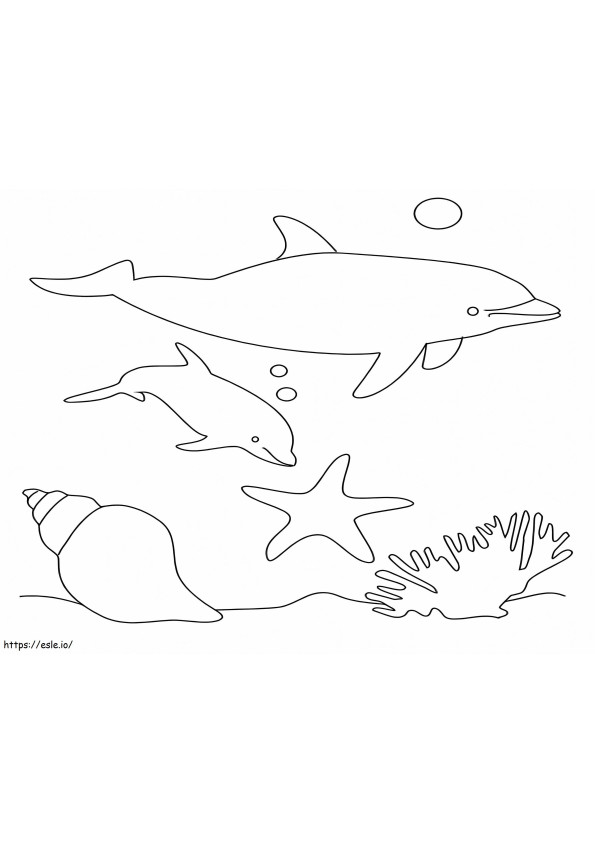 Delfini semplici da colorare