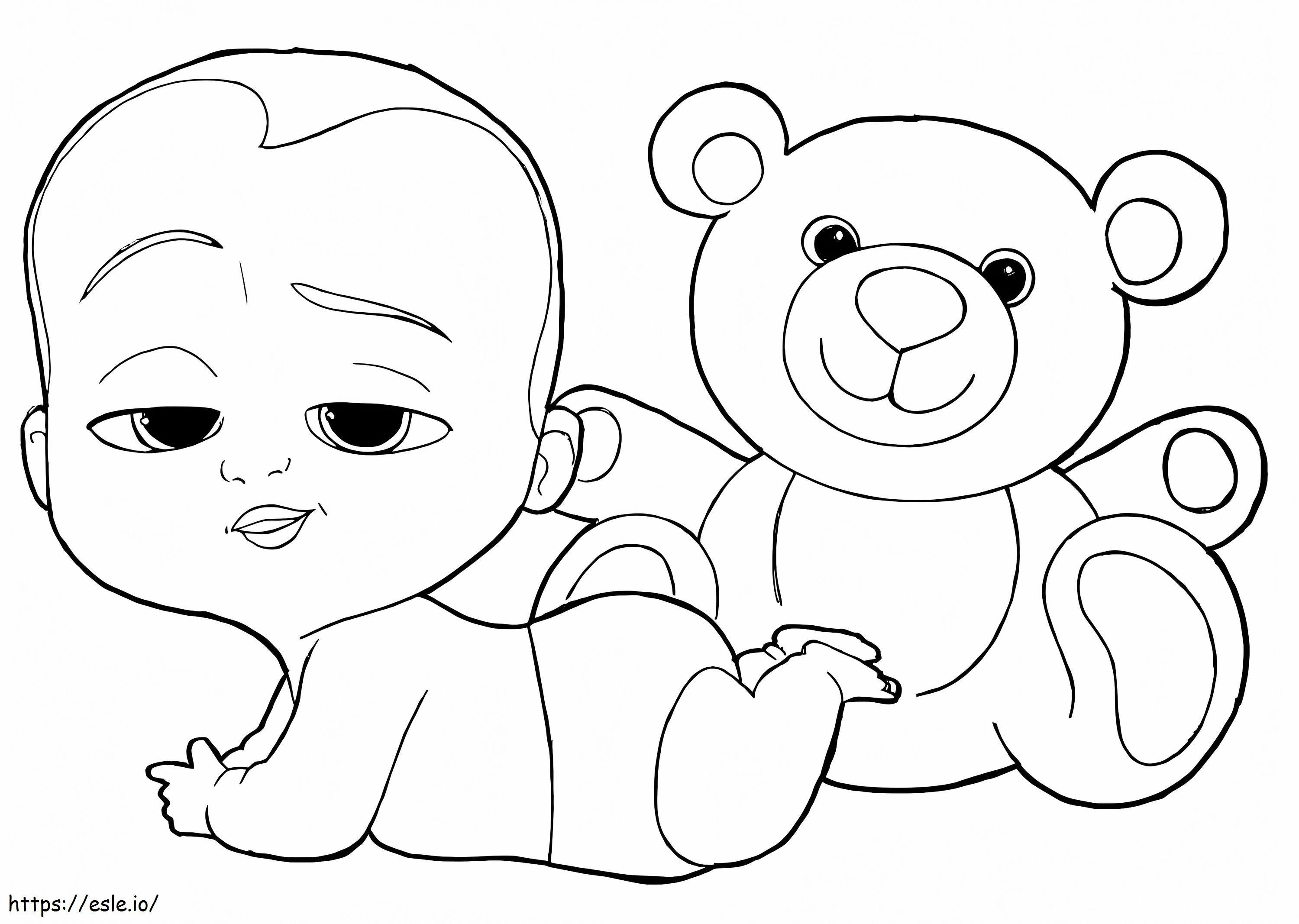 Baby Boss With Teddy Bear coloring page