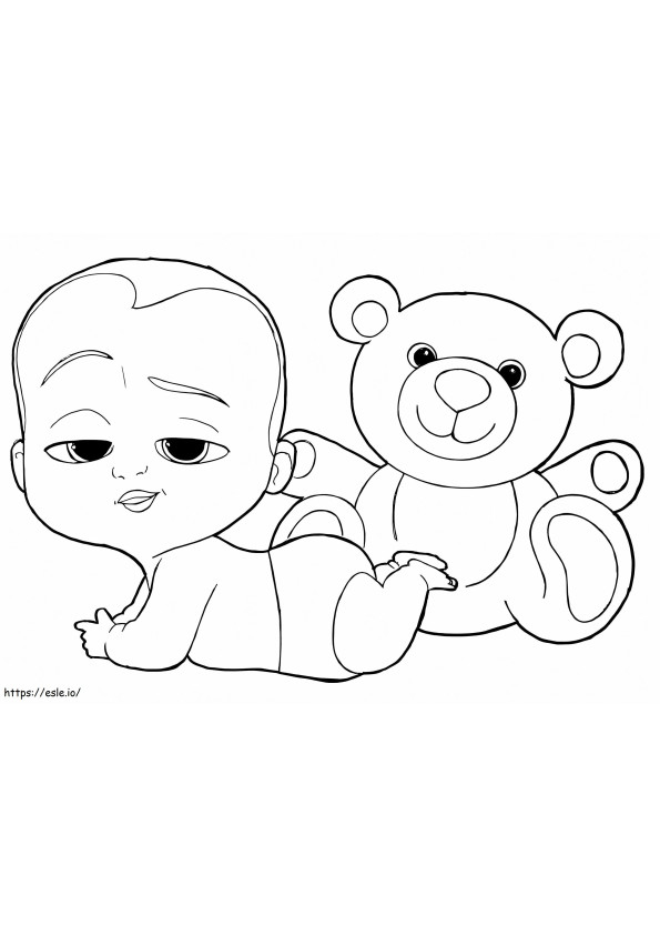 Coloriage Bébé patron avec ours en peluche à imprimer dessin