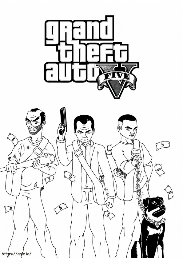 Characters GTA 5 coloring page