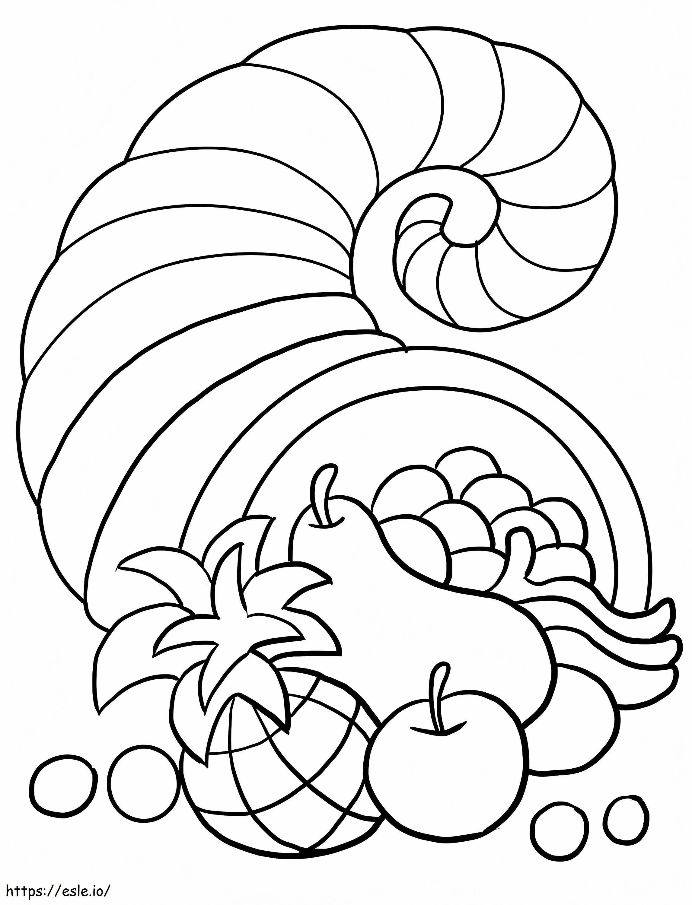 Coloriage Corne d'abondance de Thanksgiving à imprimer dessin