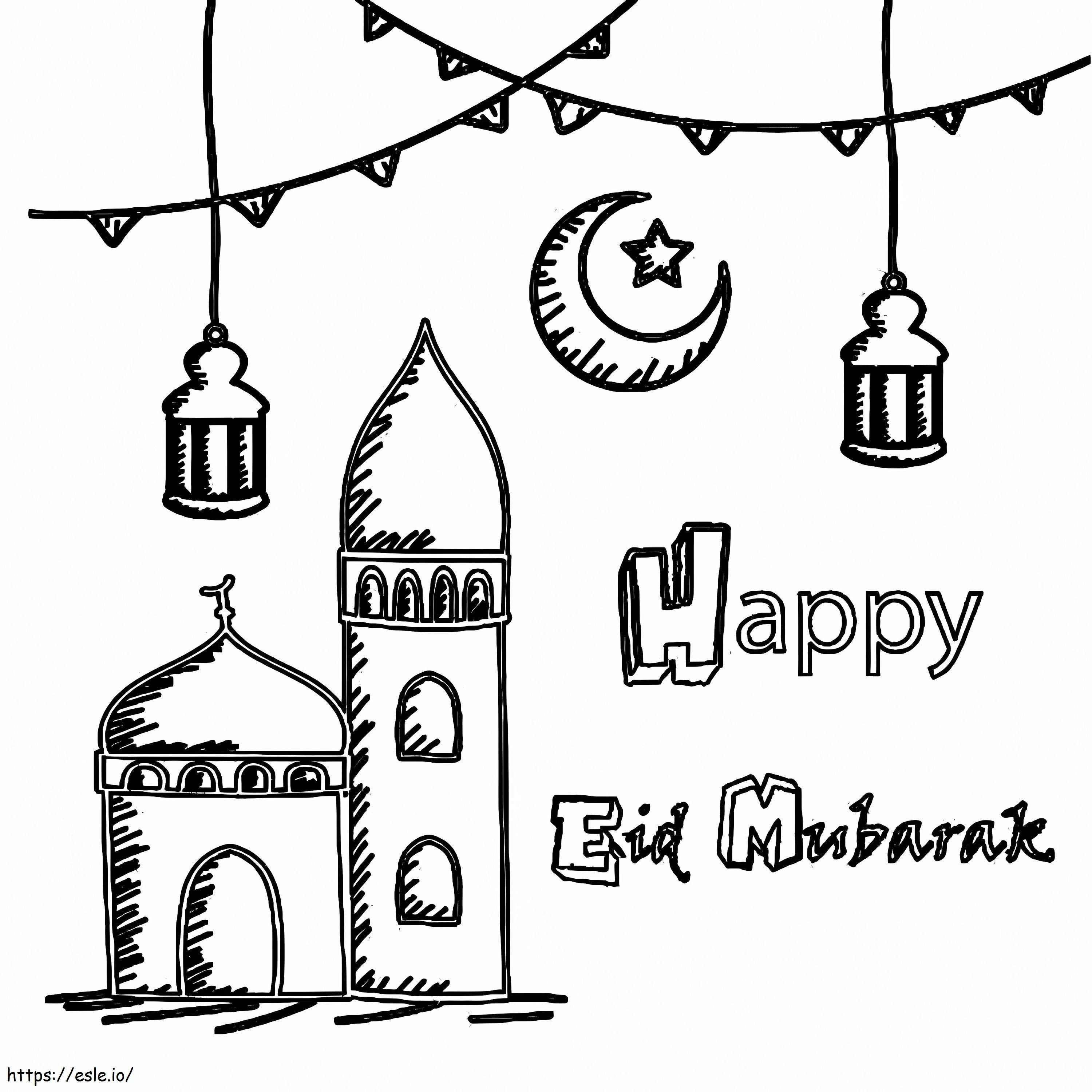 Feliz Eid Mubarak 1 para colorear