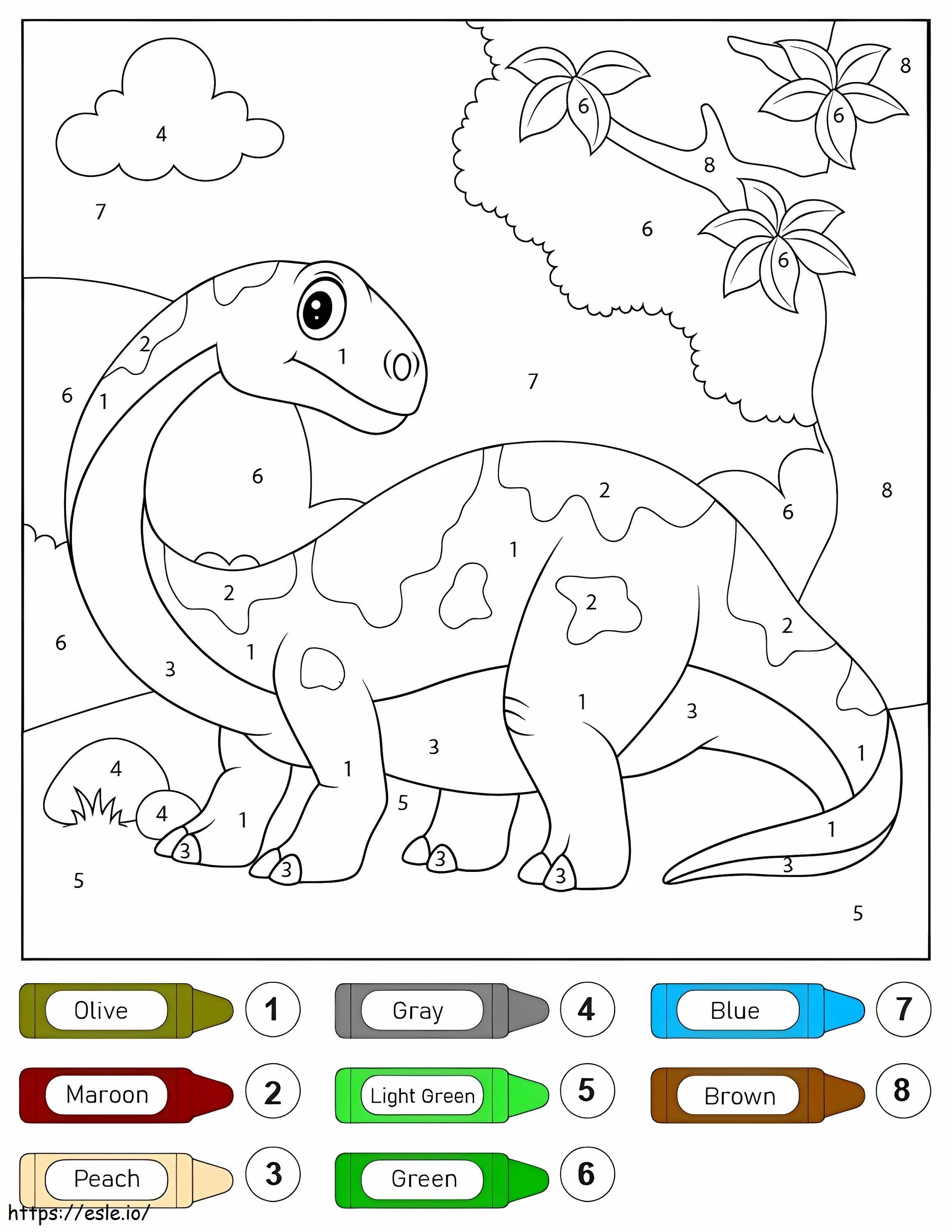 Diplodocus Dinosaur värin mukaan värityskuva