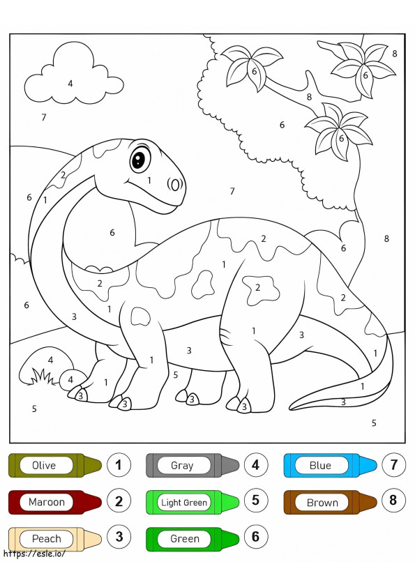 ディプロドクス恐竜 番号による色ぬり ぬりえ - 塗り絵