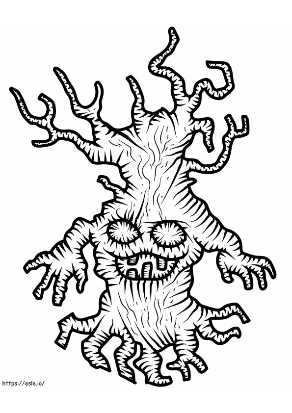 Halloween Haunted Tree coloring page