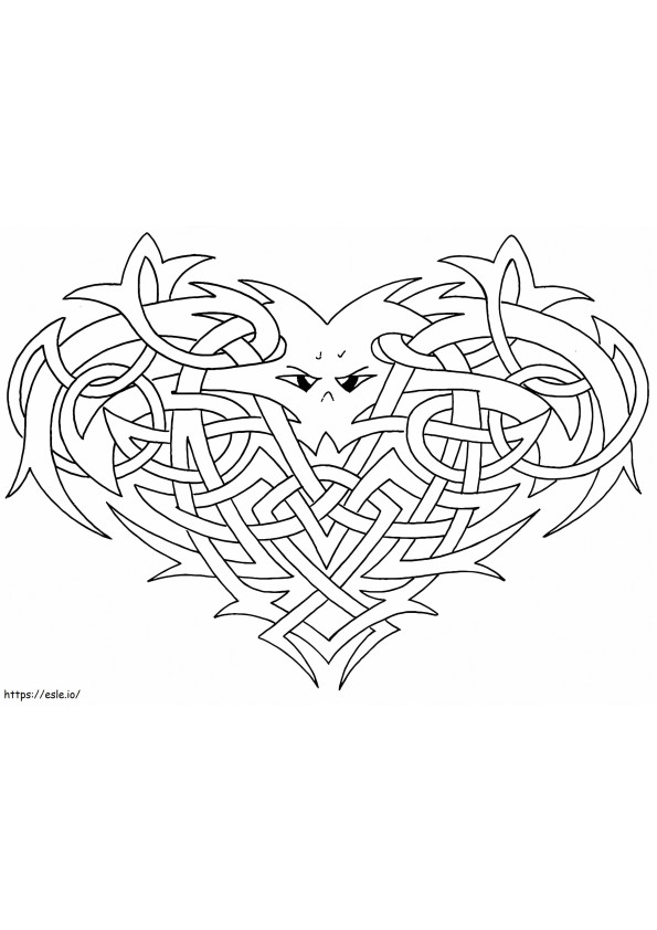 Corazón de nudo celta para colorear