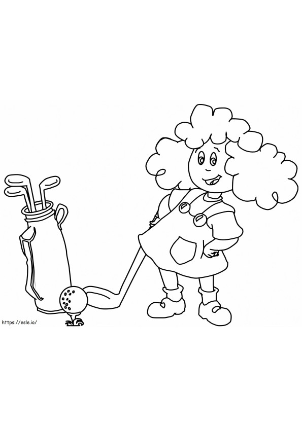 Little Girl Playing Golf coloring page