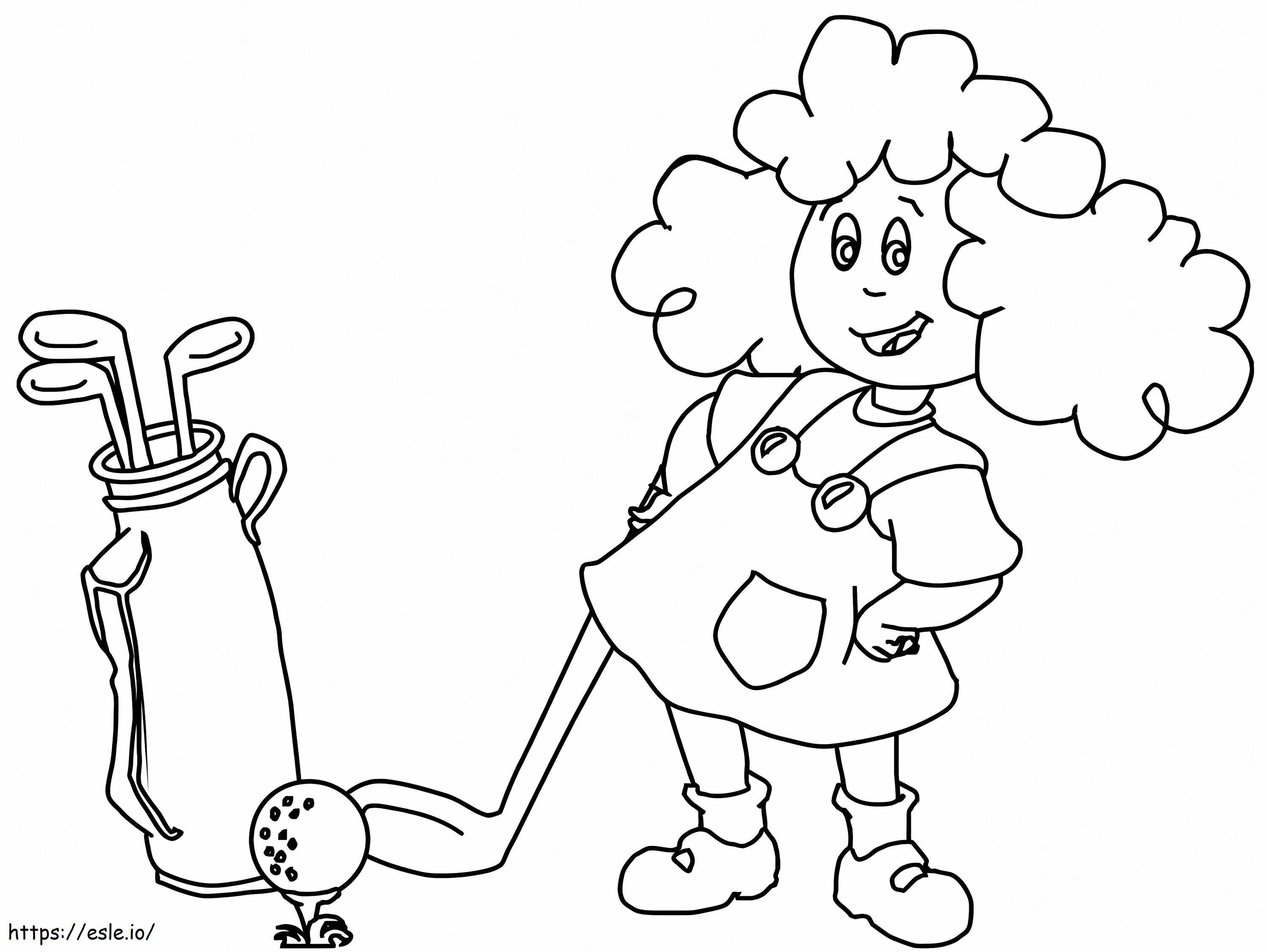 Little Girl Playing Golf coloring page