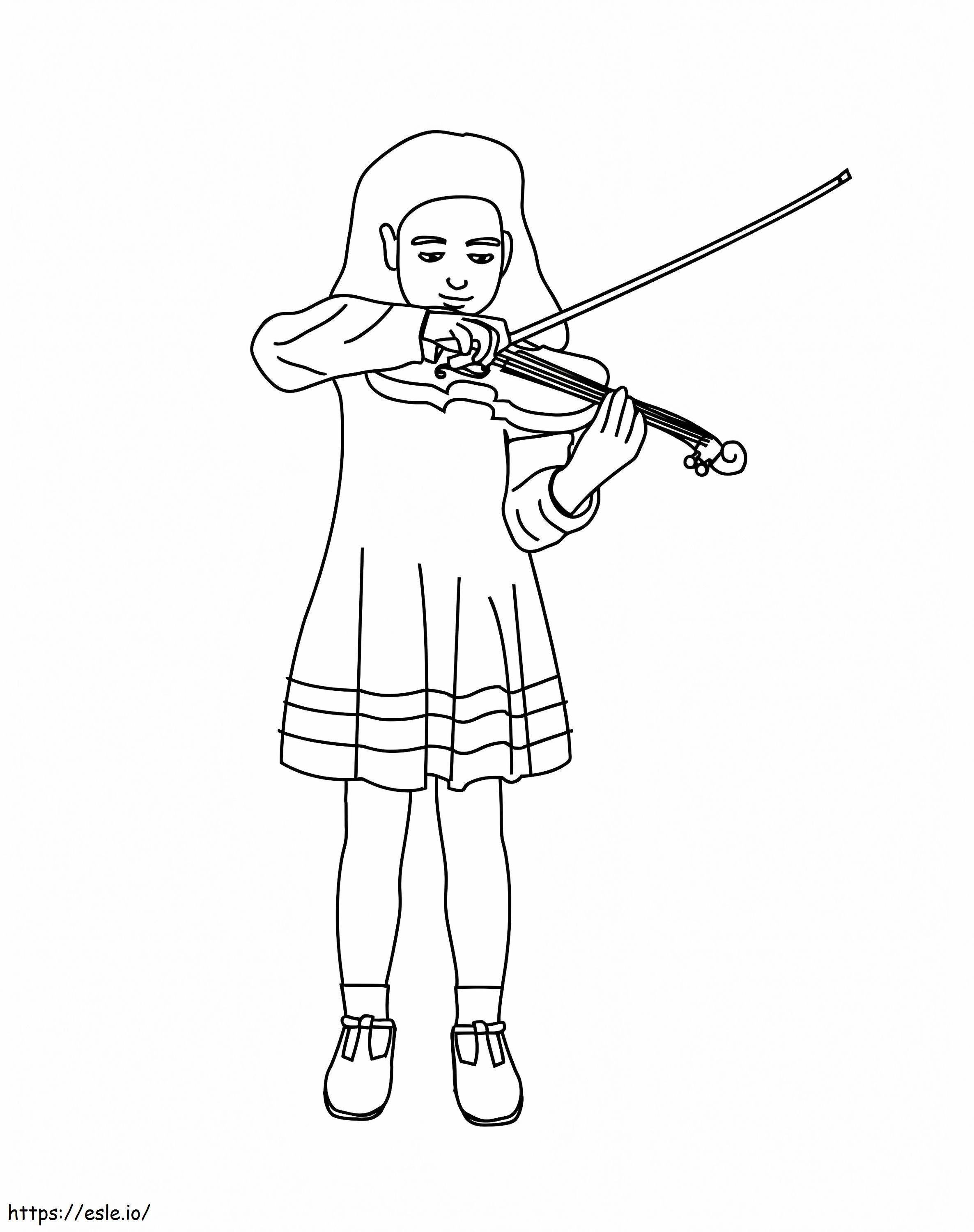 Coloriage Les filles jouent du violon à imprimer dessin