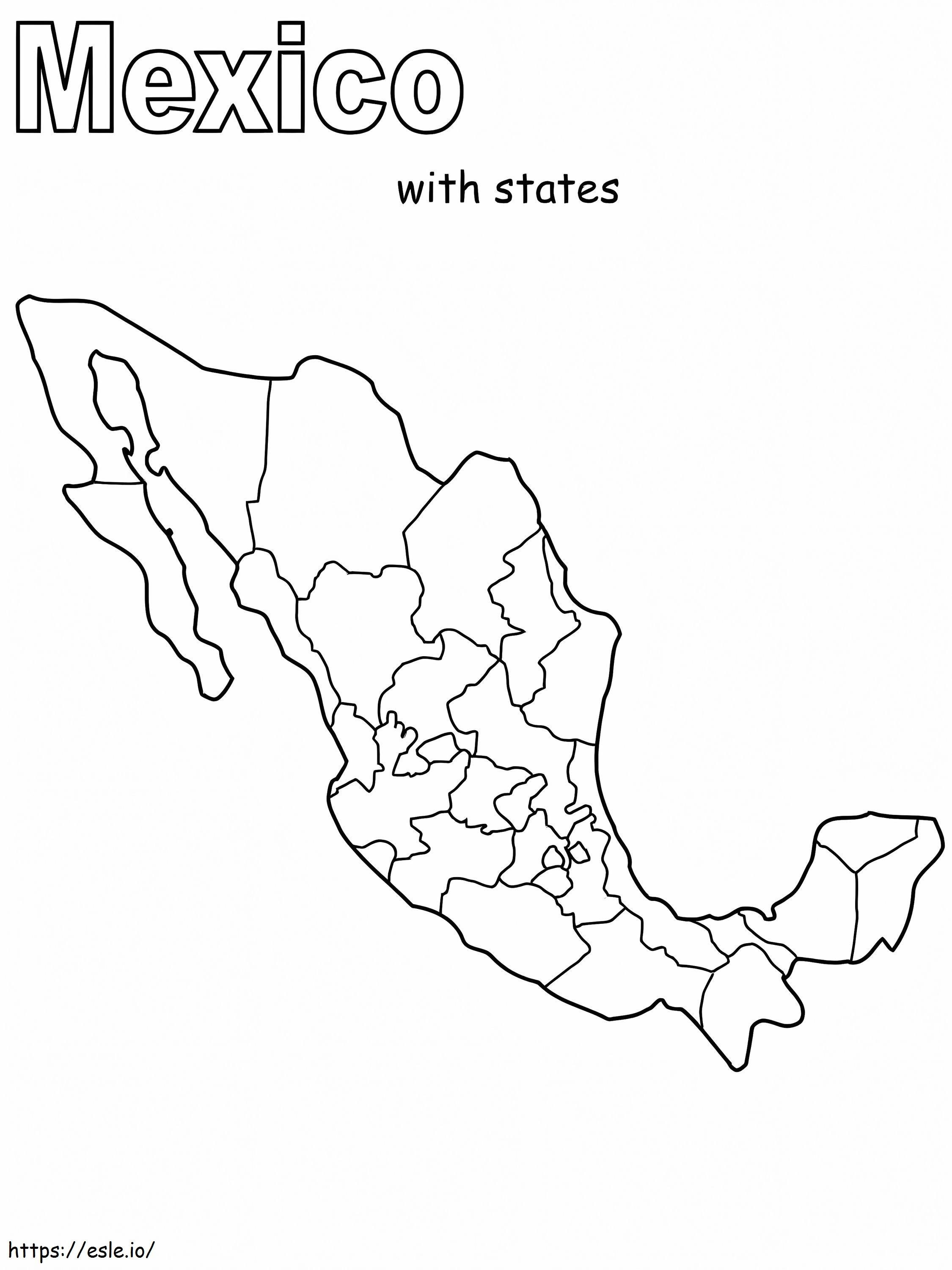 De kaart van Mexico kleurplaat kleurplaat