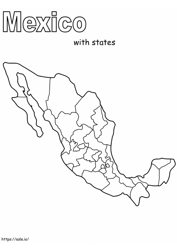 La mappa del Messico da colorare