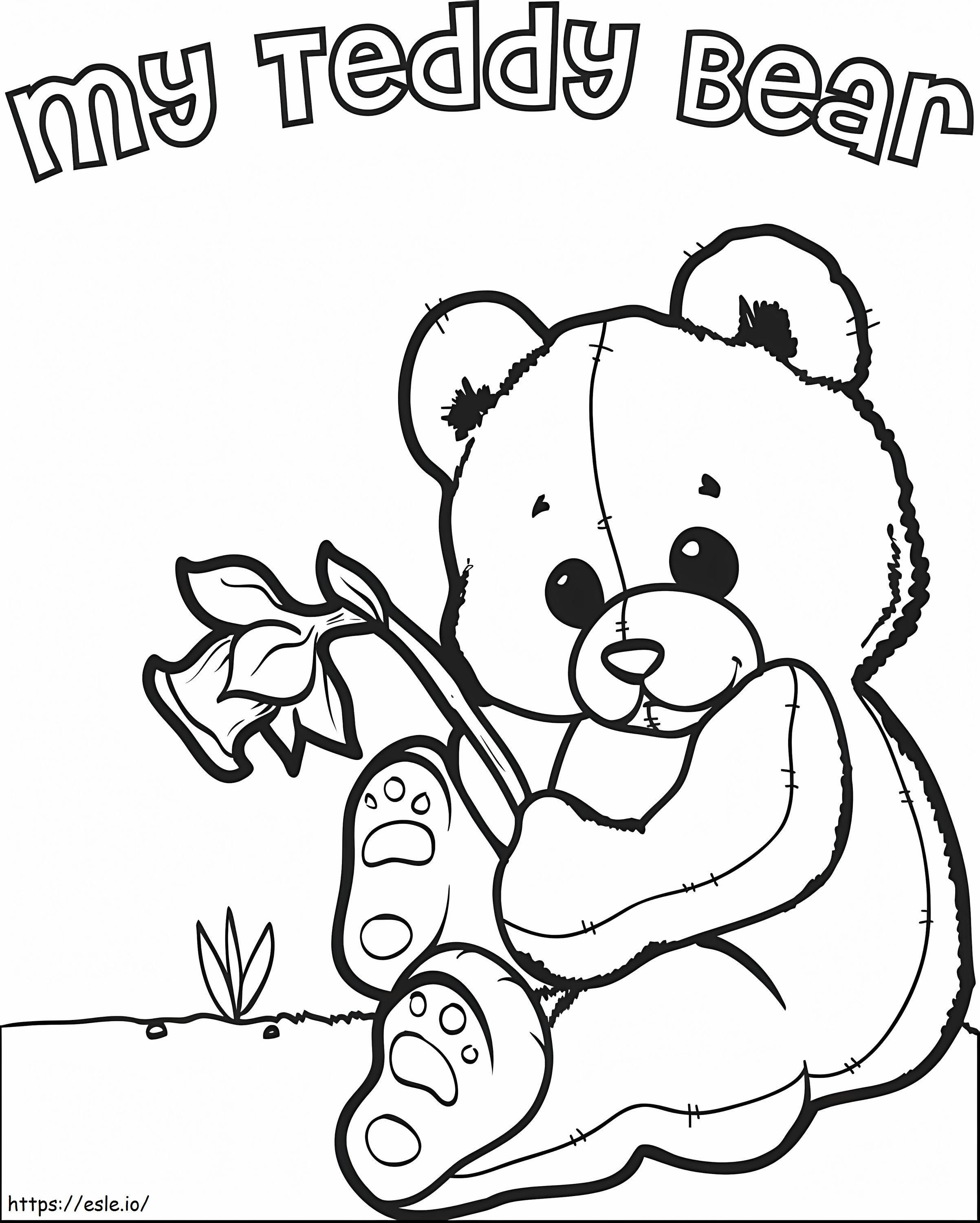 Teddy Bear And Rose coloring page