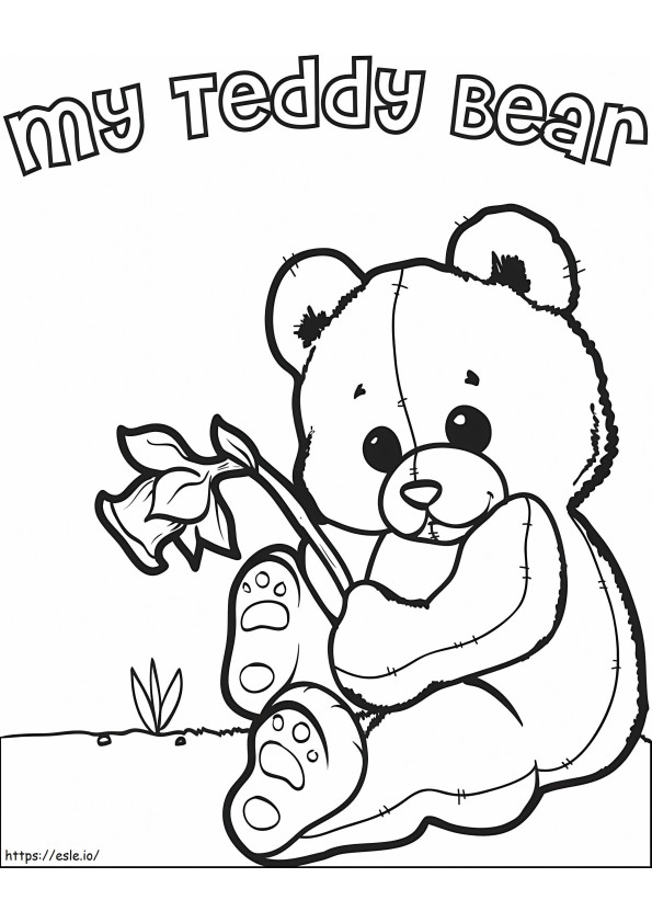 Boneka Beruang Dan Mawar Gambar Mewarnai