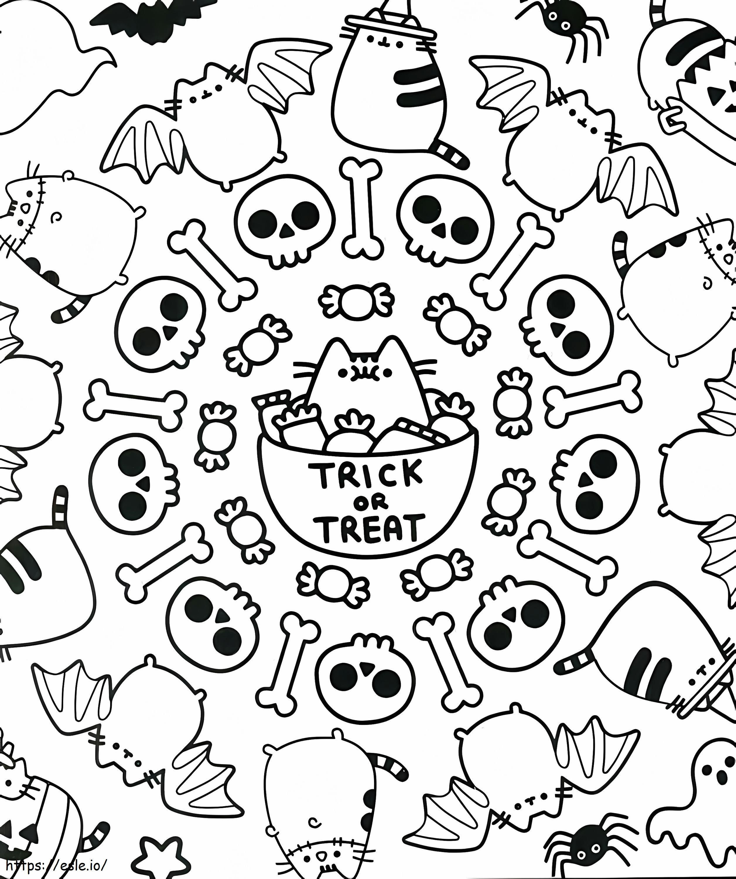 Pusheen Trick Or Treat coloring page