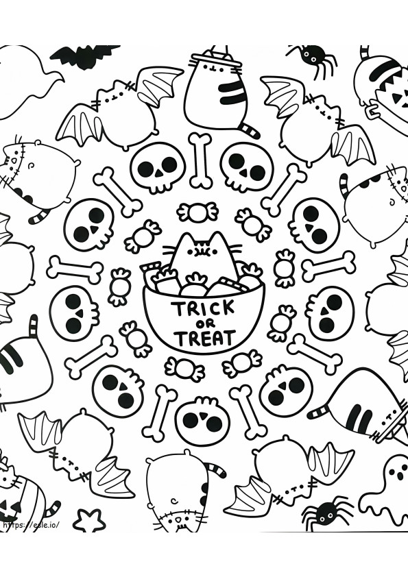 Pusheen Trick Or Treat coloring page