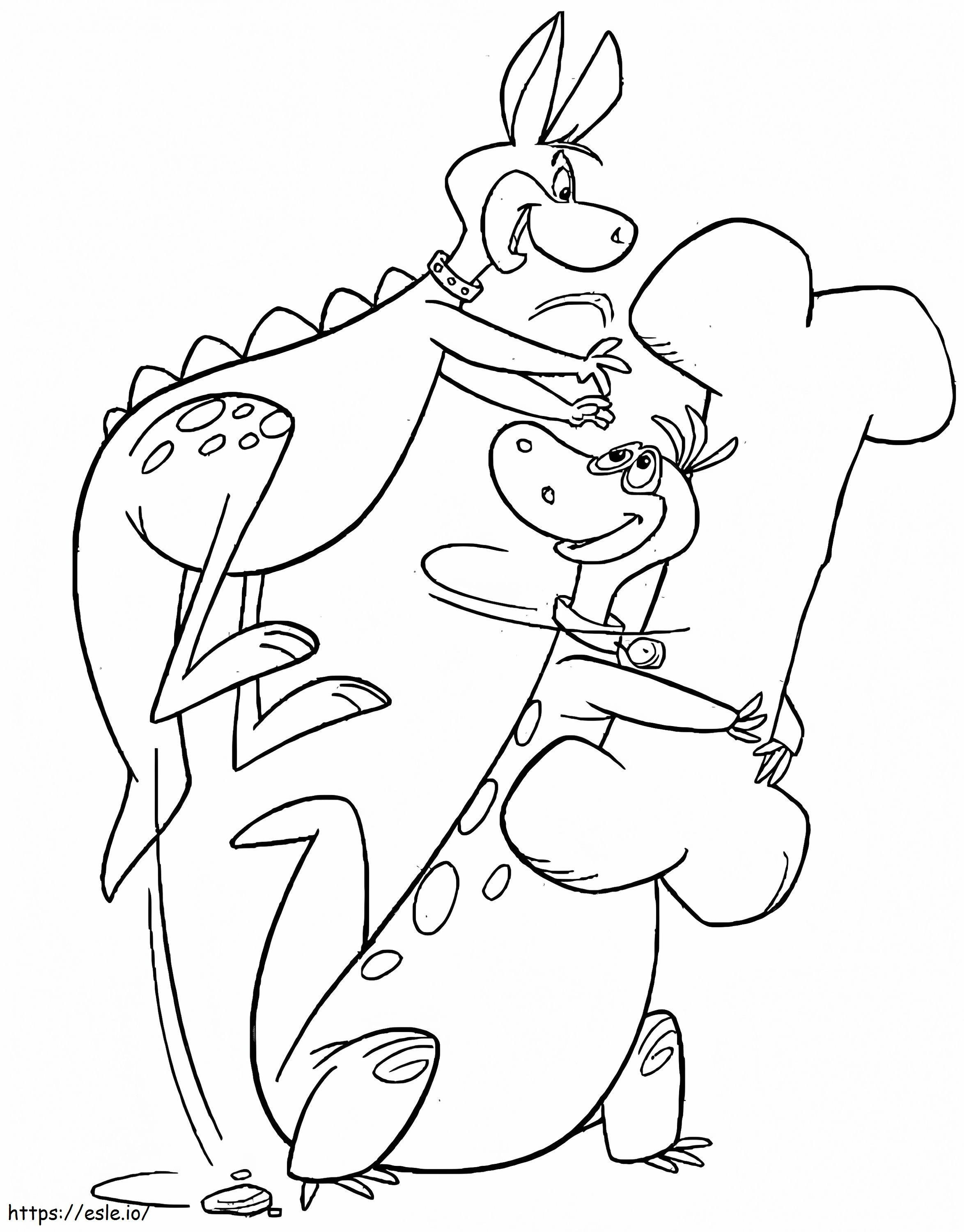 Hoppig en Dino uit de Flintstones kleurplaat kleurplaat