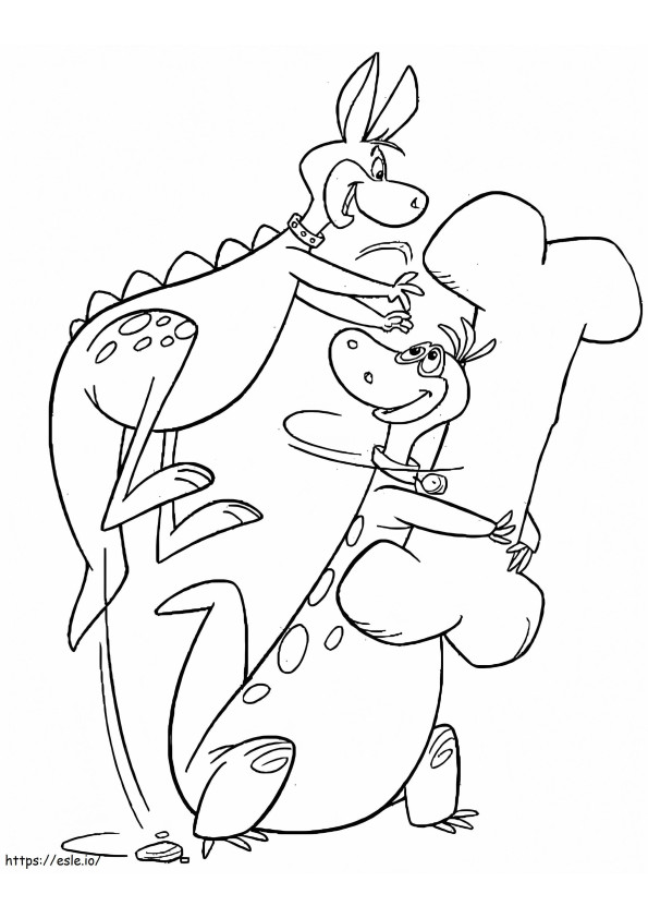 Hoppy And Dino From The Flintstones coloring page