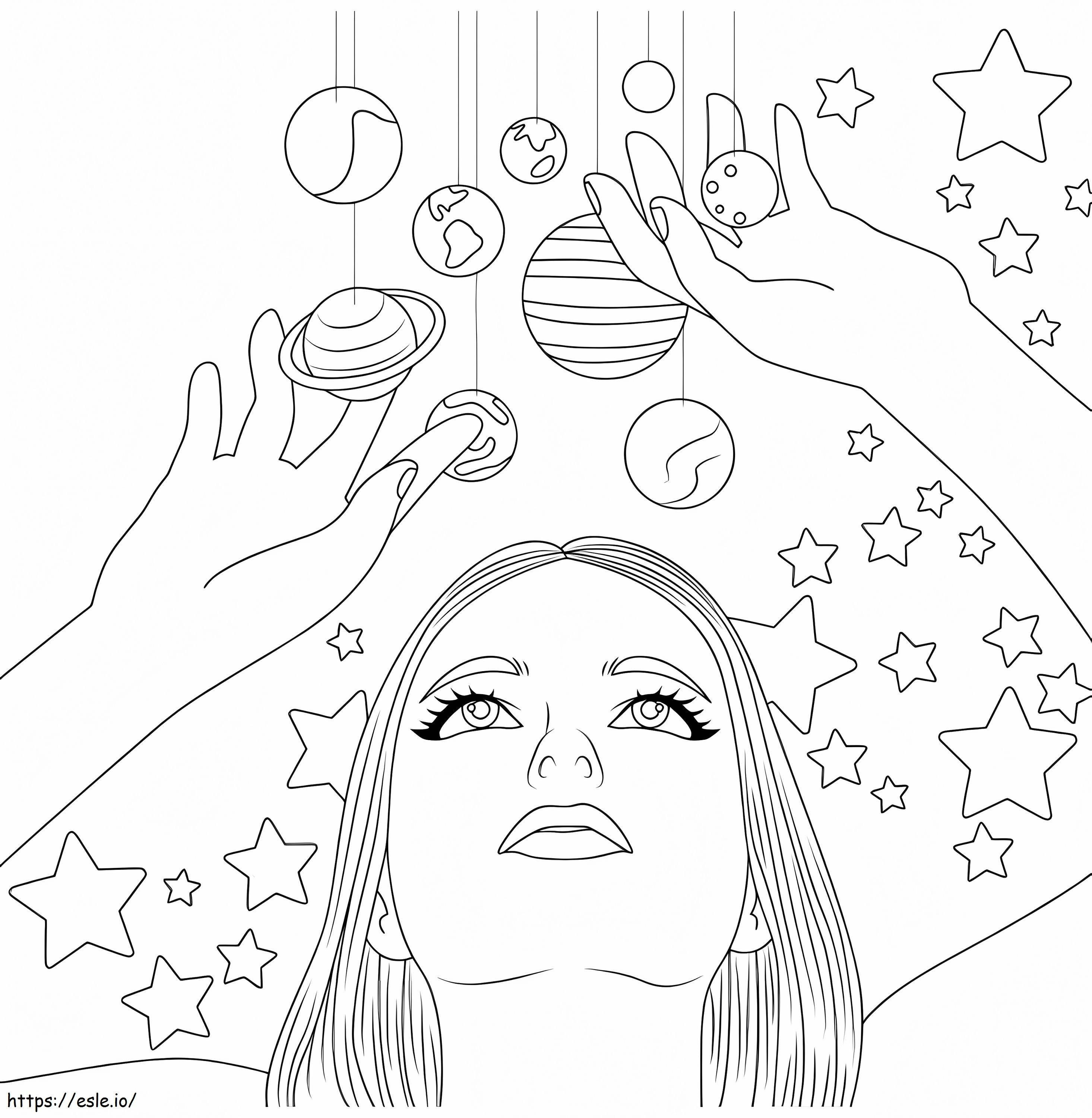 Cosmos Aesthetic coloring page