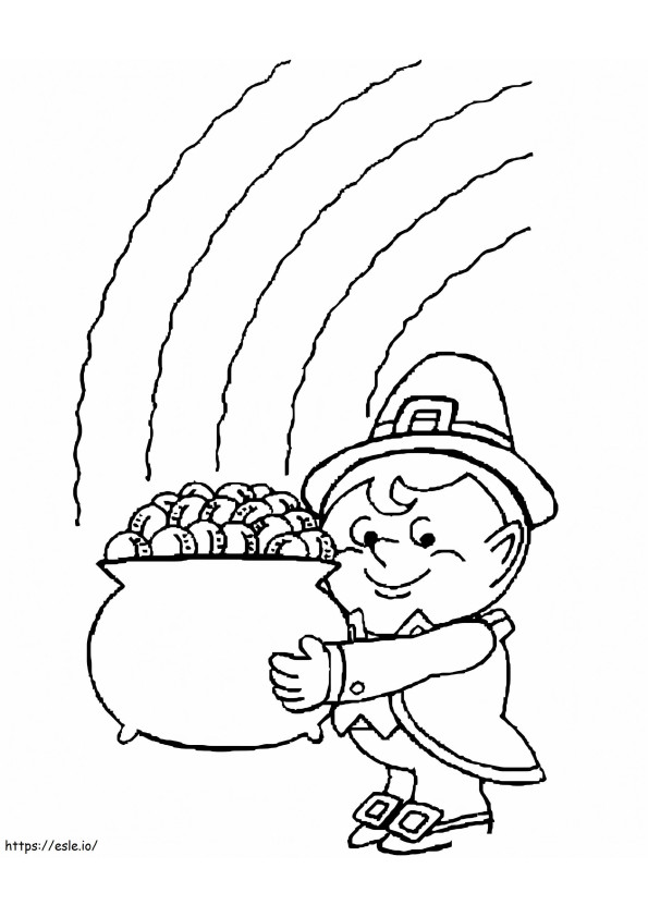 Leprechaun With Pot Of Gold coloring page