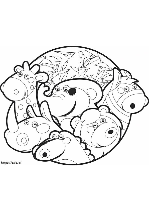 Coloriage Animal de dessin animé dans le zoo à imprimer dessin