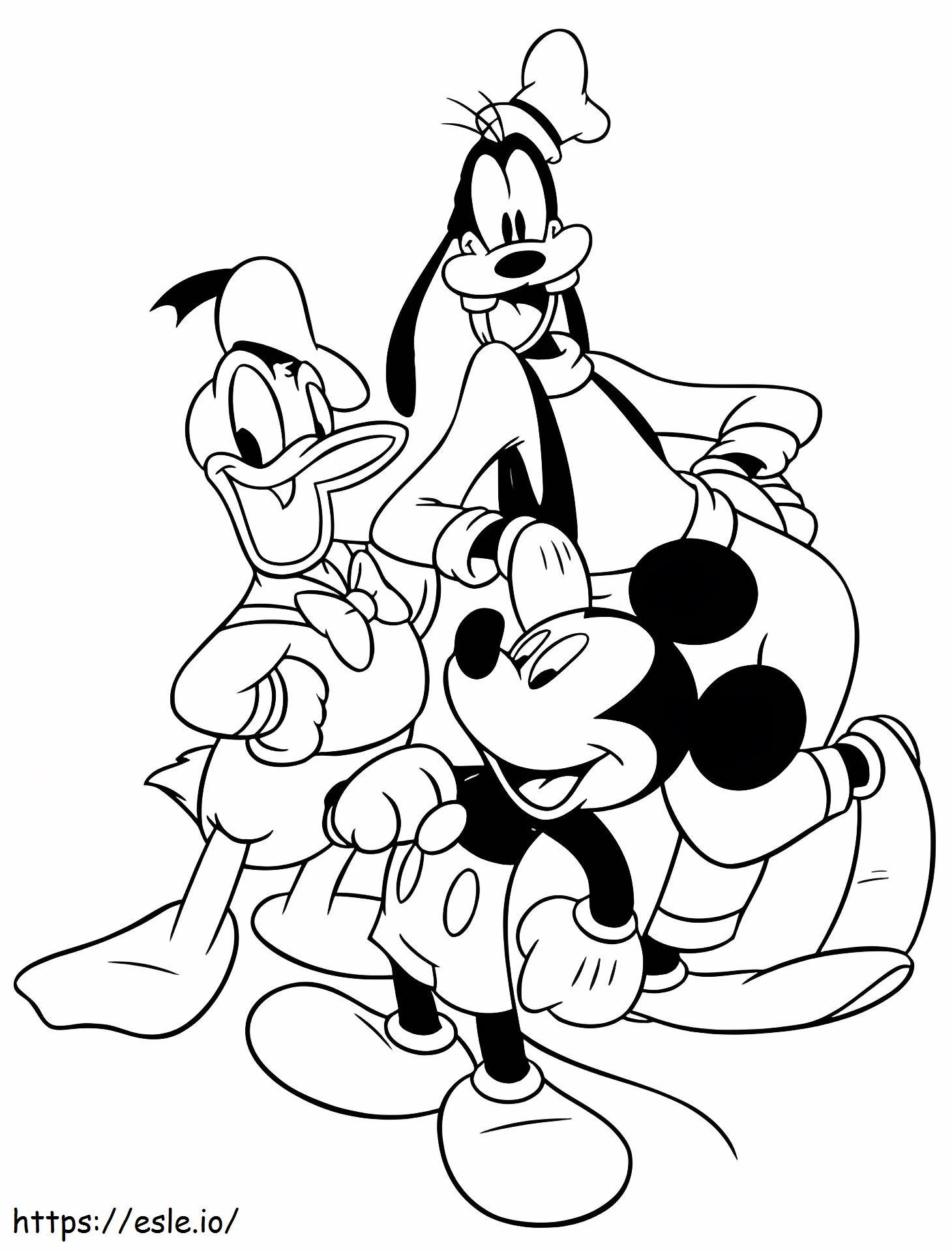 Coloriage Mickey Dingo Et Donald Png à imprimer dessin