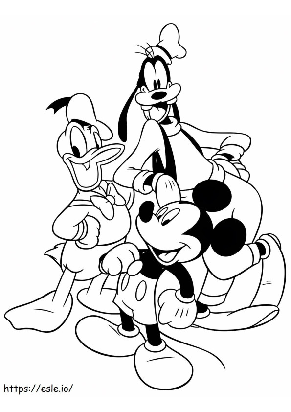 Mickey Goofy en Donald png kleurplaat
