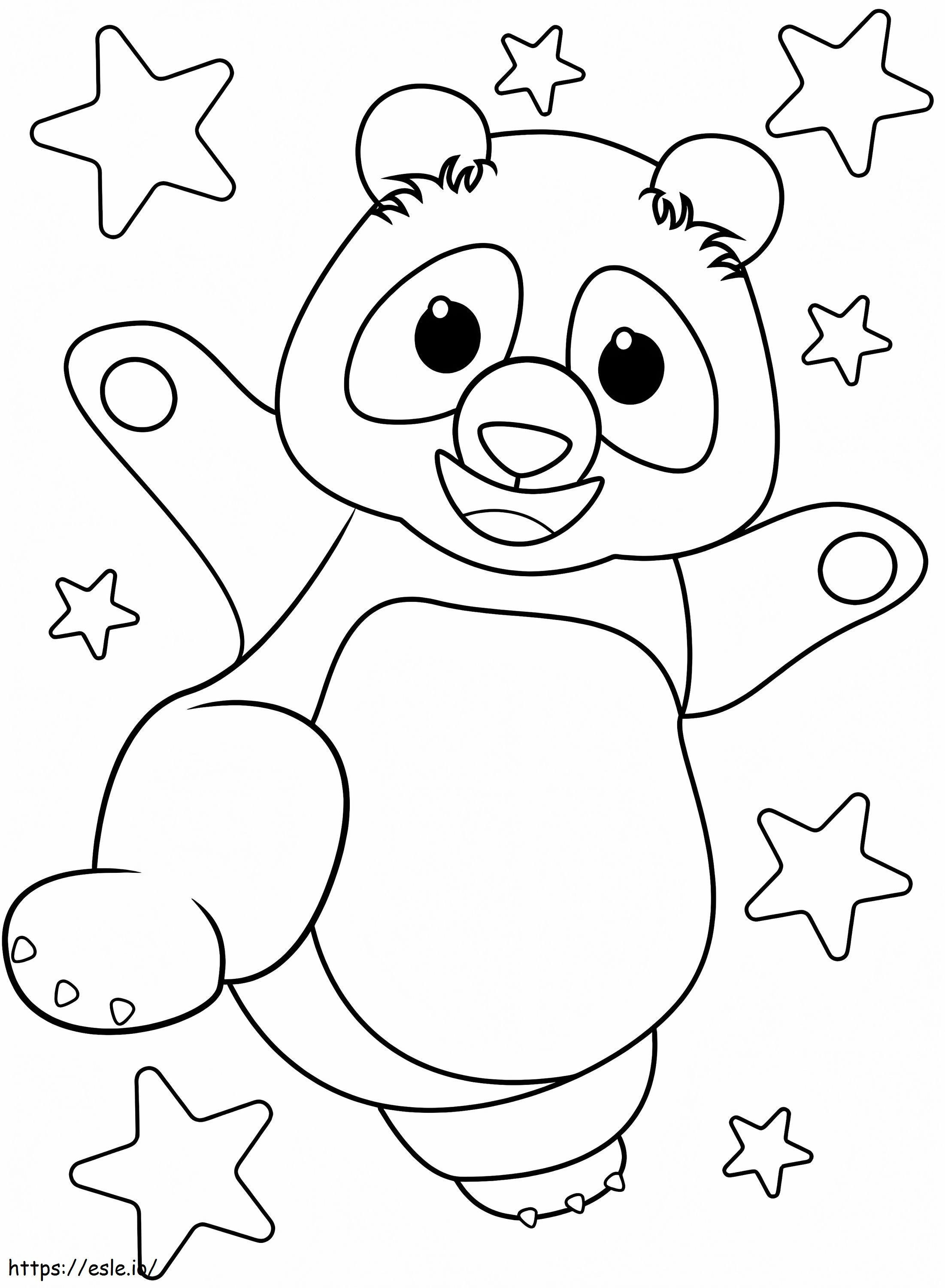 Coloriage Panda et étoiles à imprimer dessin