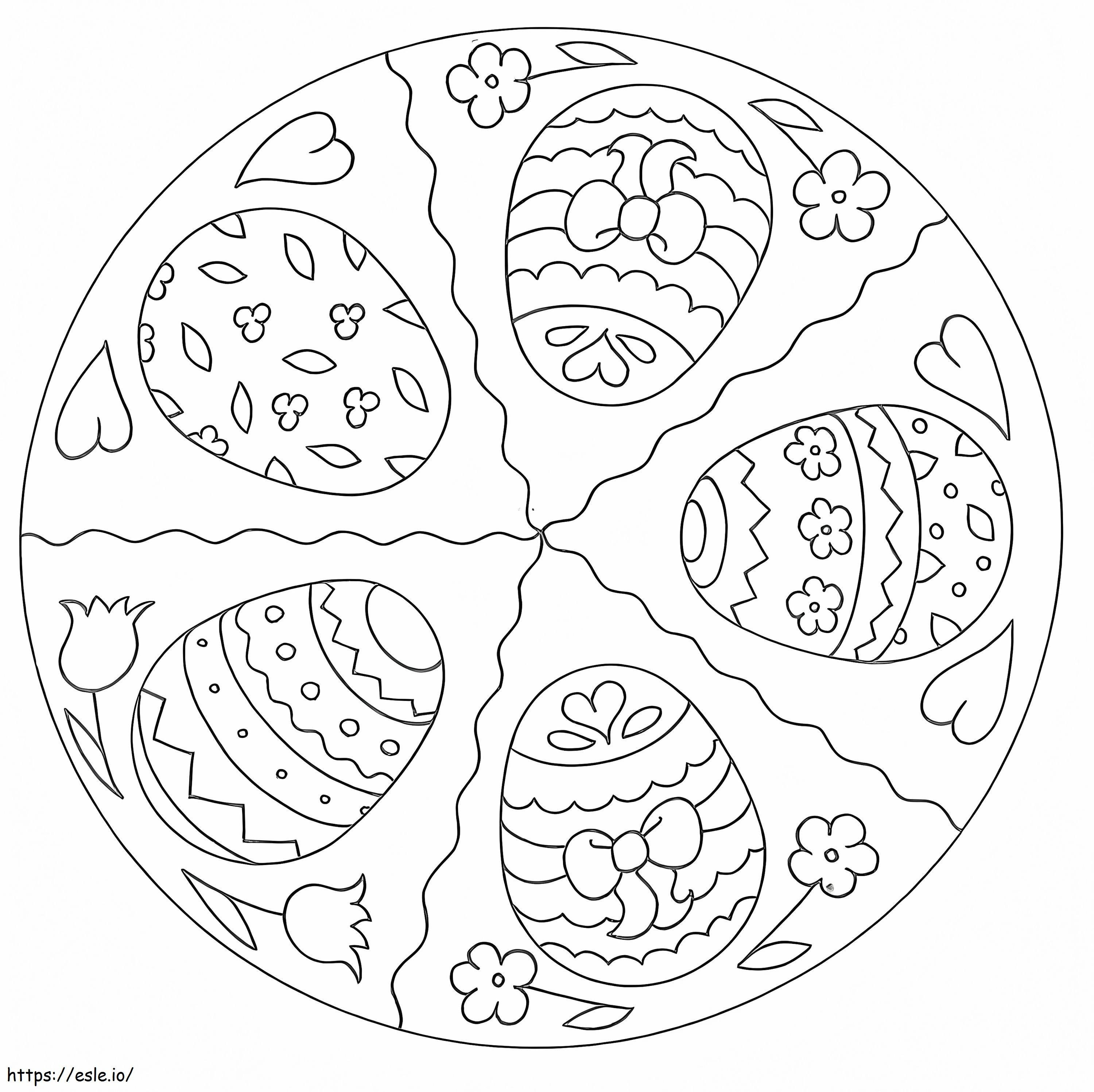 Coloriage Mandala De Pâques Avec Des Oeufs à imprimer dessin