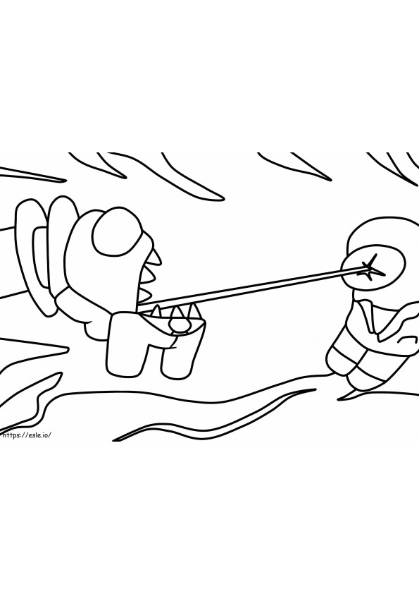 Cosmonaut Attacks The Traitor Among Us coloring page