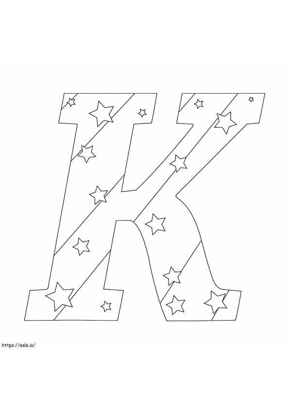 Letter K met sterren kleurplaat