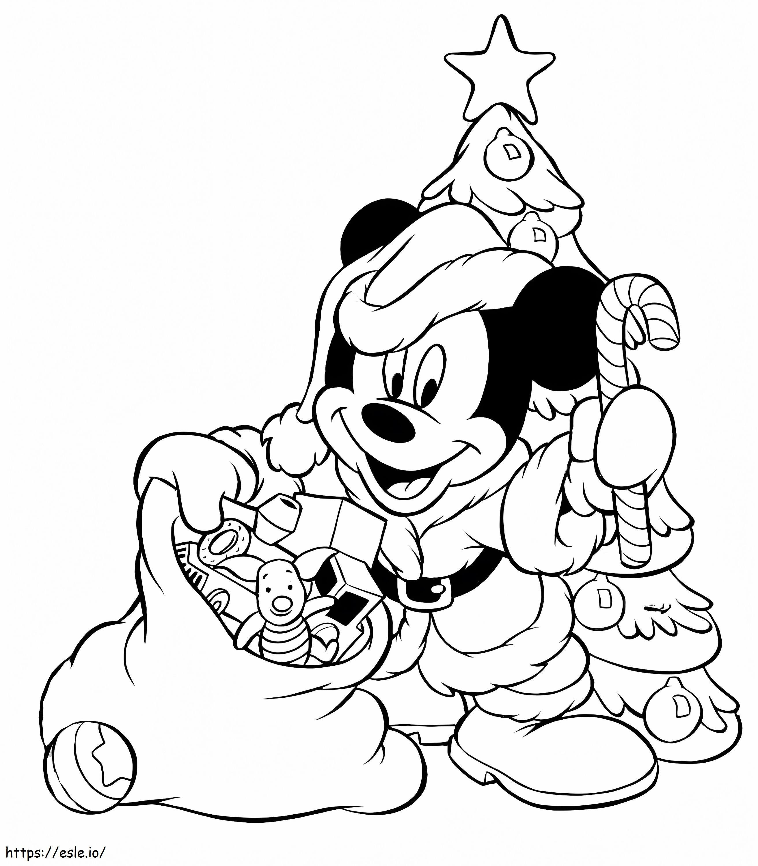 Moș Crăciun Mickey Mouse de colorat