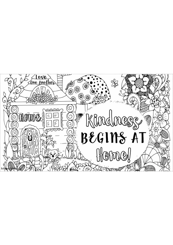Kindness Begins At Home coloring page