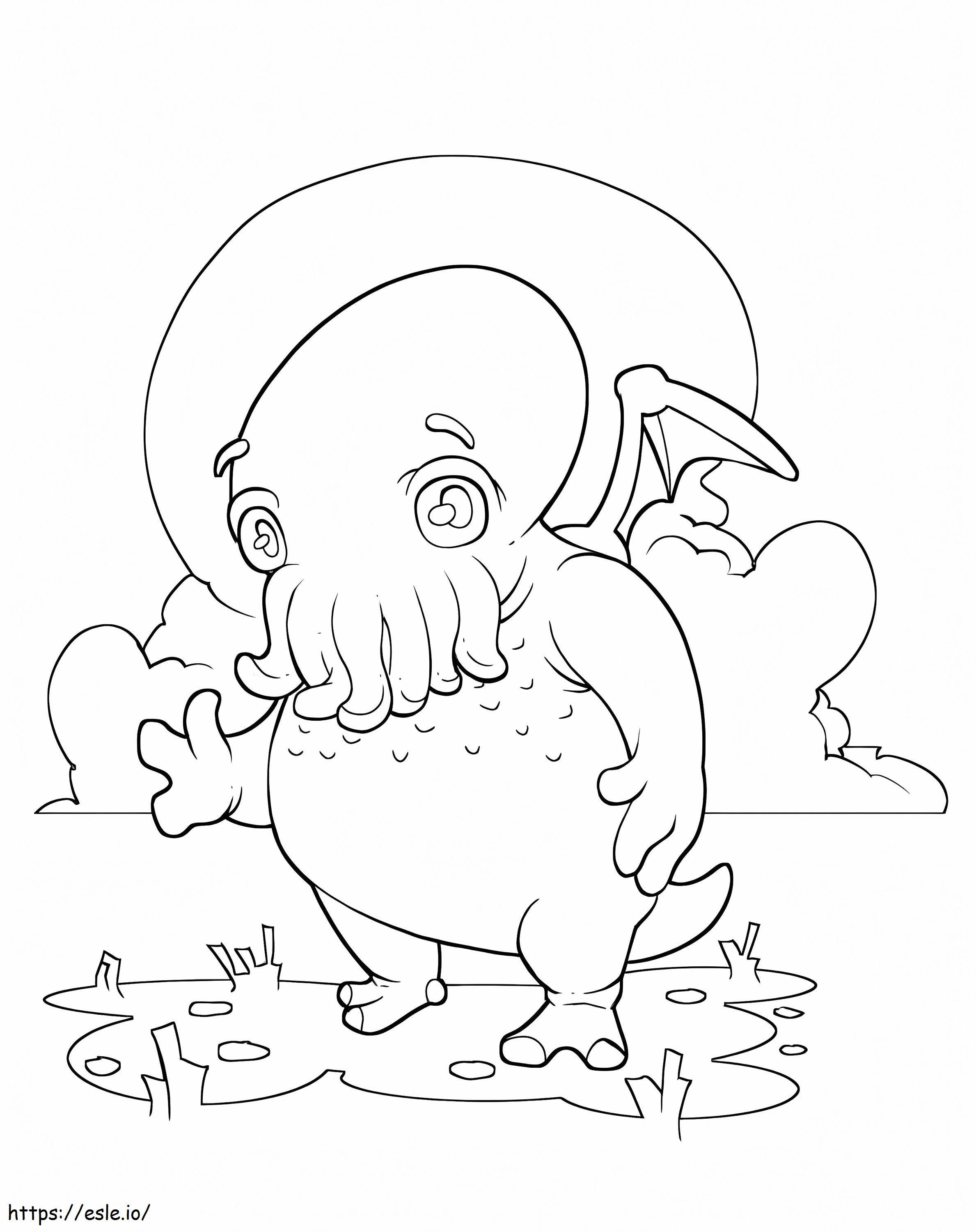 Printable Cute Cthulhu coloring page
