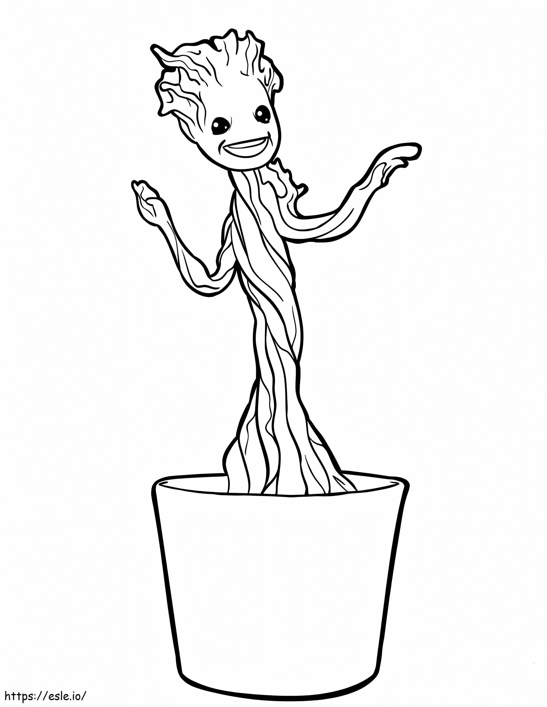 Little Groot In Vase coloring page