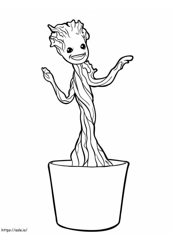 Little Groot maljakossa värityskuva