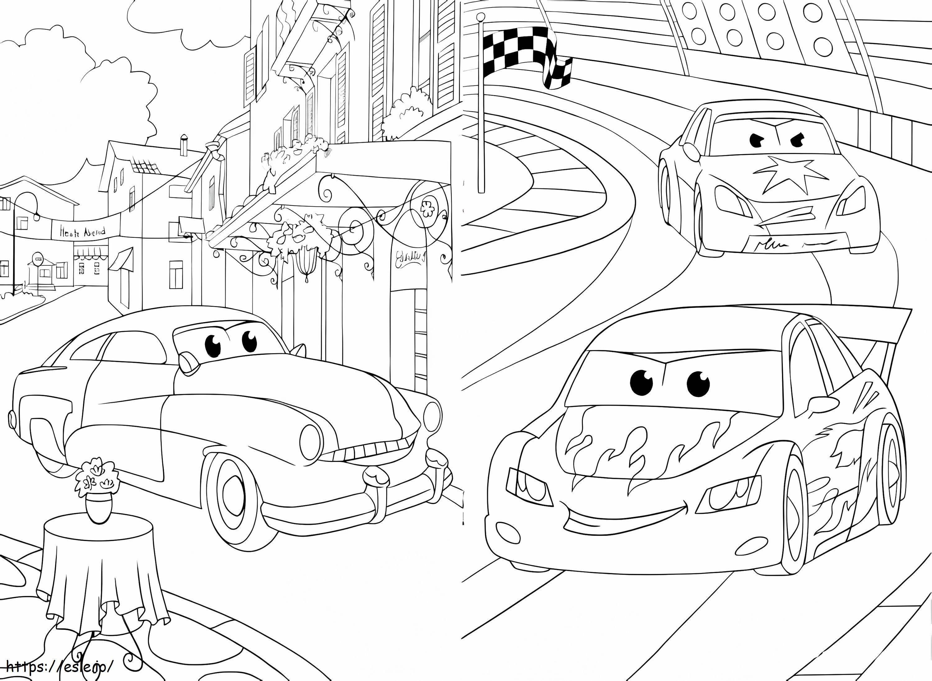 Cars Characters 3 coloring page