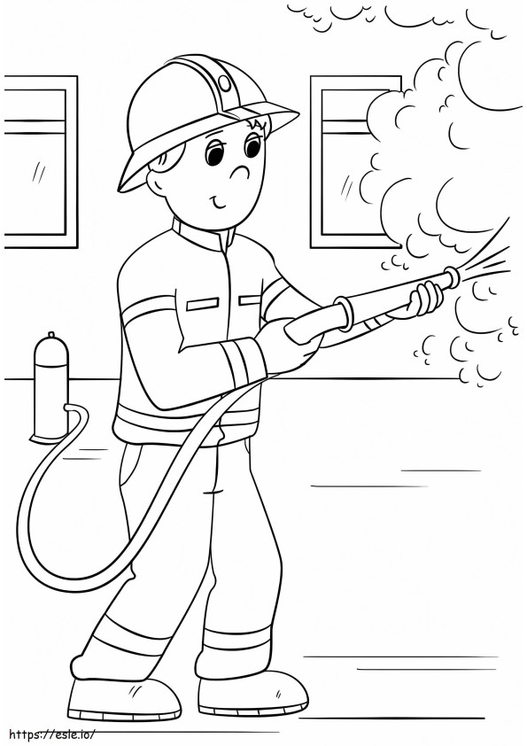 Coloriage Pompier de dessin animé à imprimer dessin