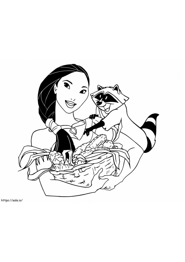 Pocahontas With Meeko coloring page