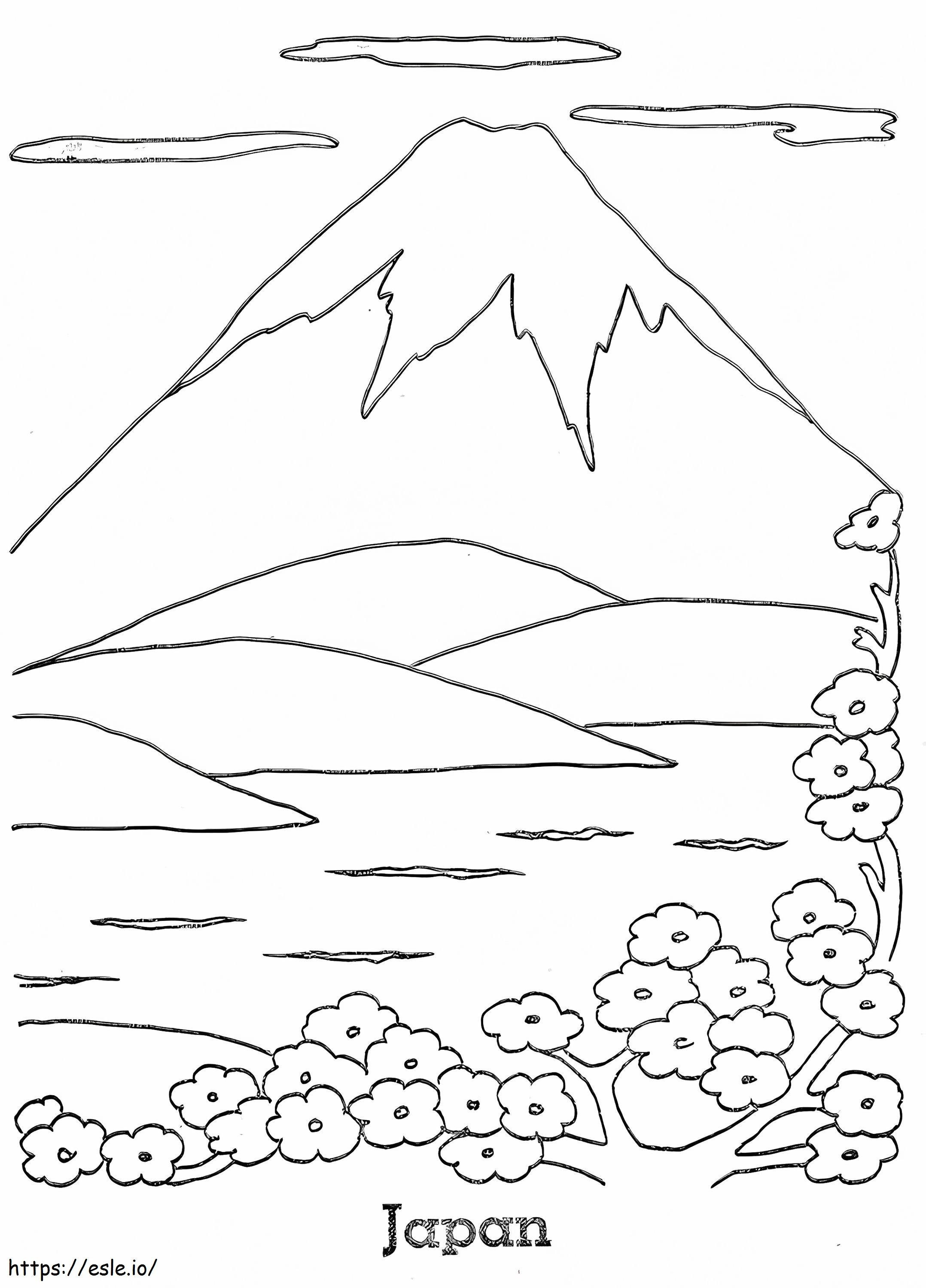 Montanha no Japão para colorir
