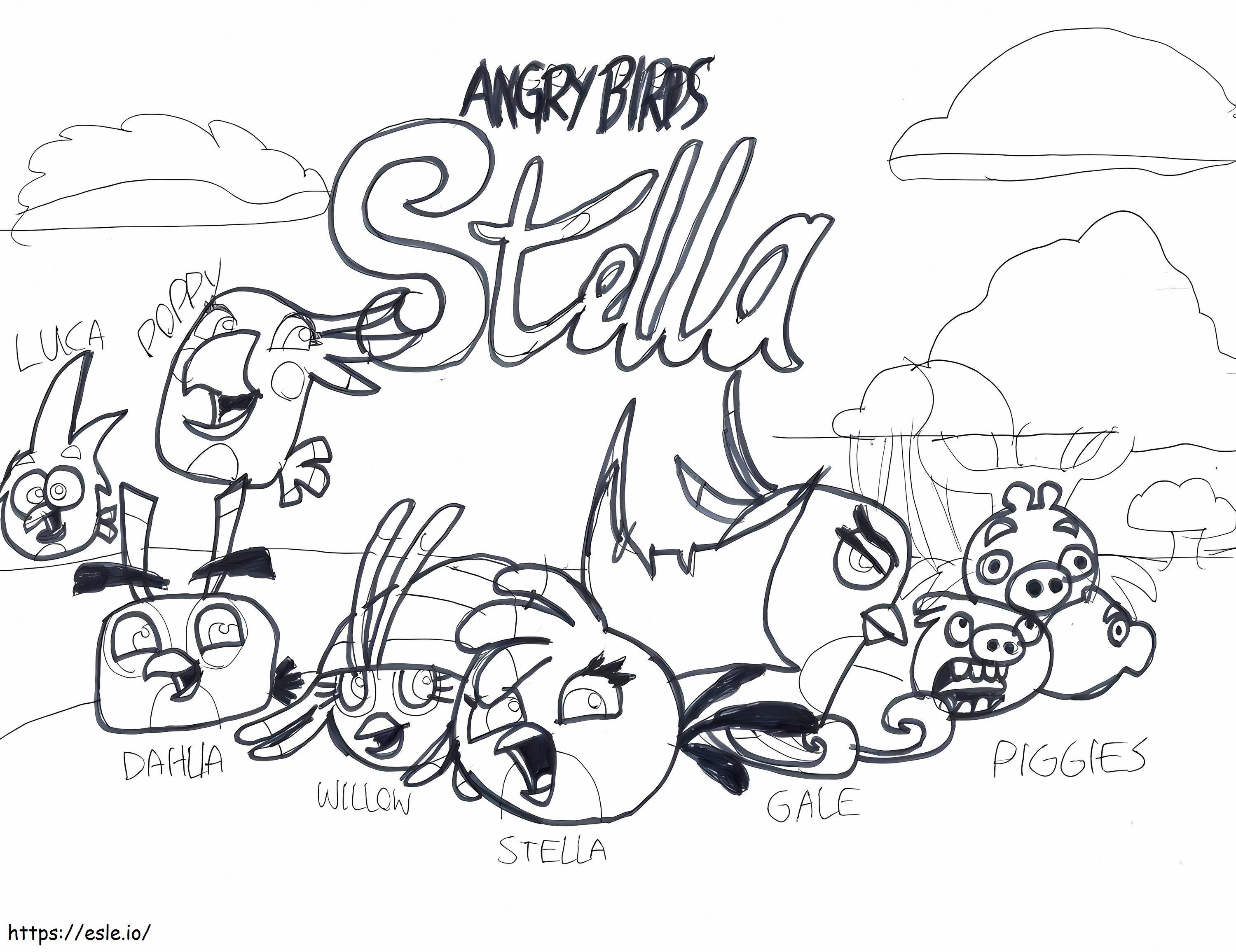 Coloriage Angry Birds Stella Poster à imprimer dessin