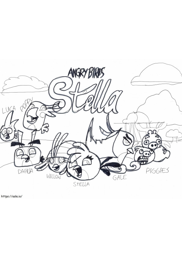 Angry Birds Stella -juliste värityskuva