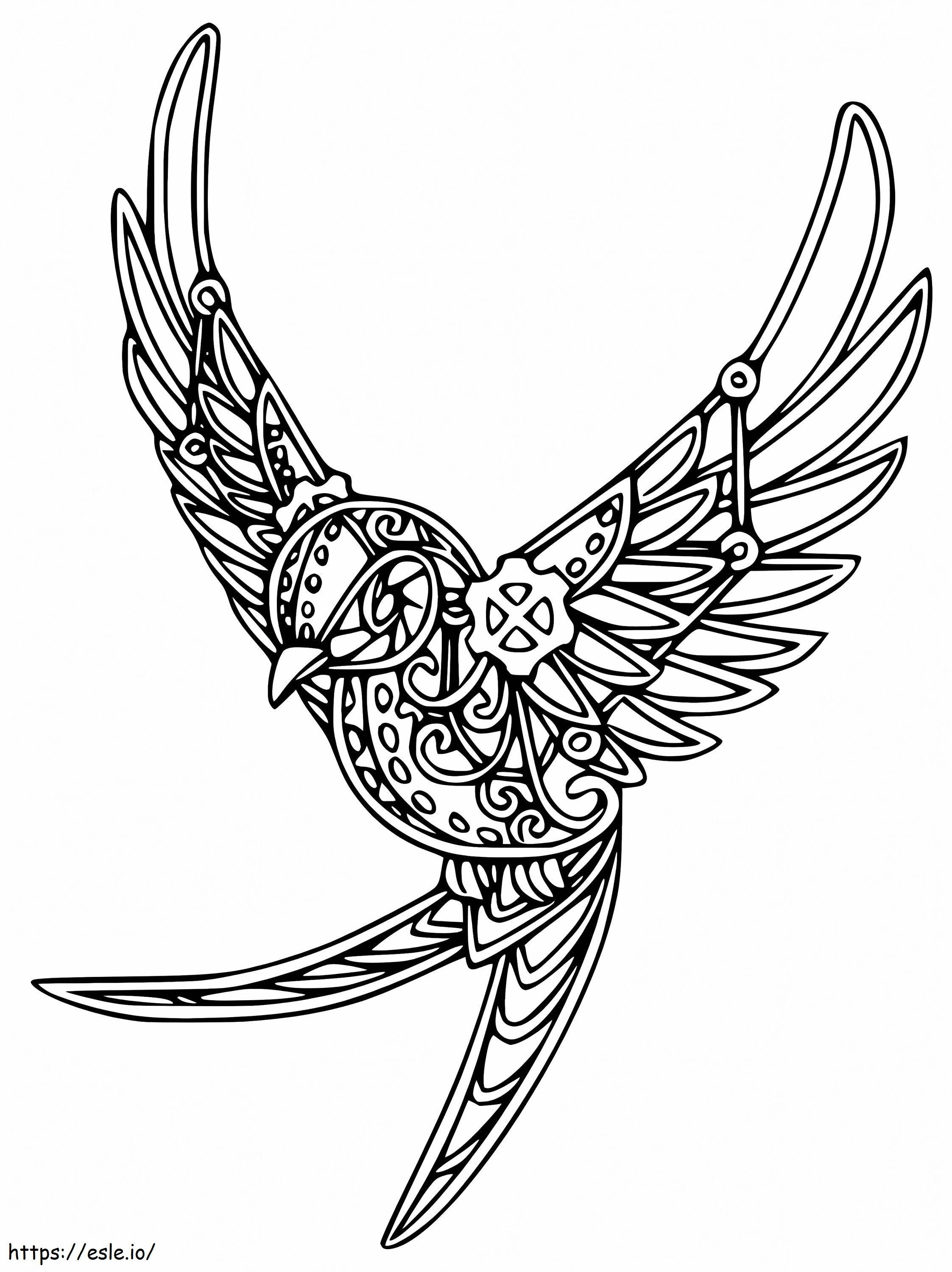 Swallow Zentangle coloring page
