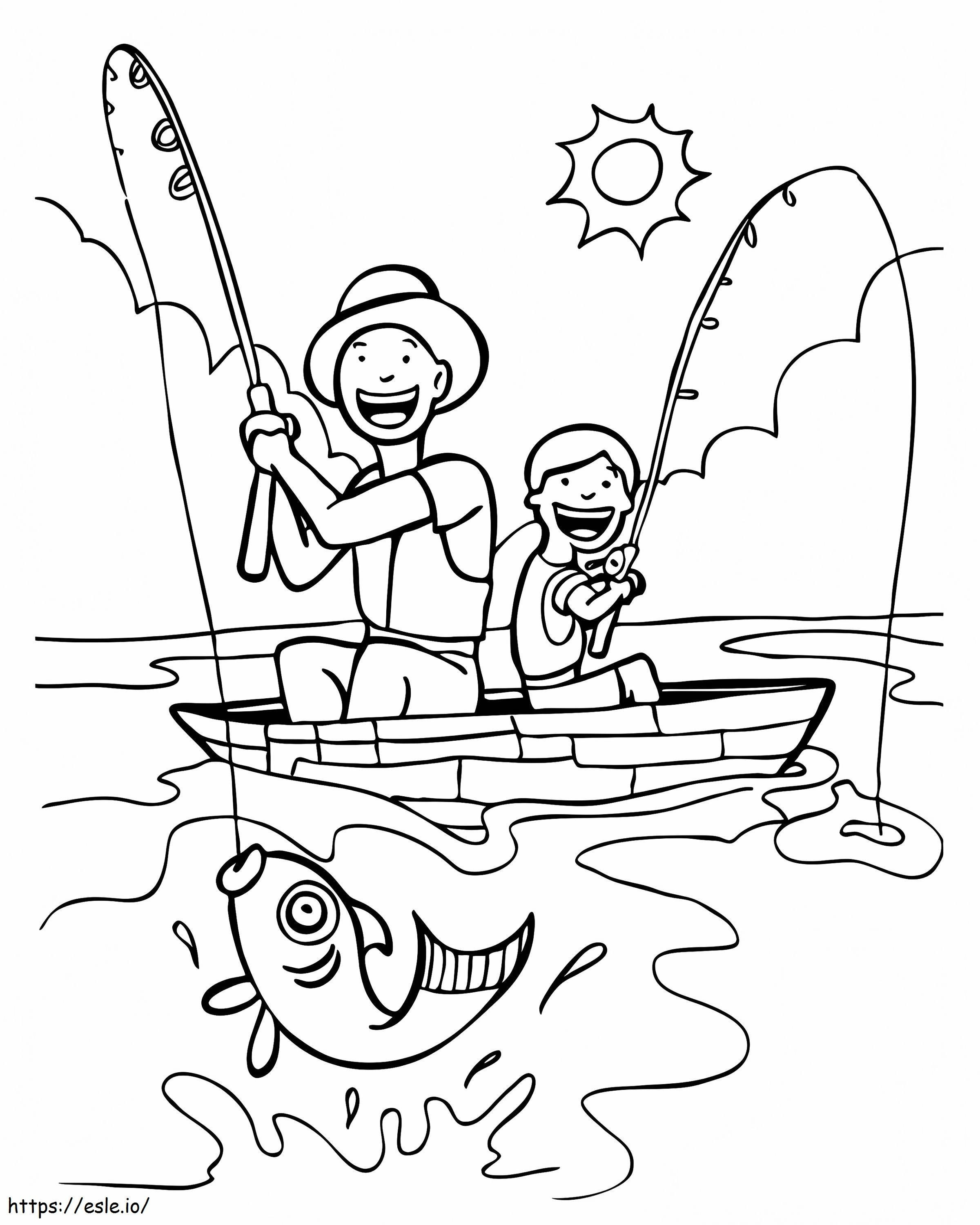 Funny Fishing coloring page